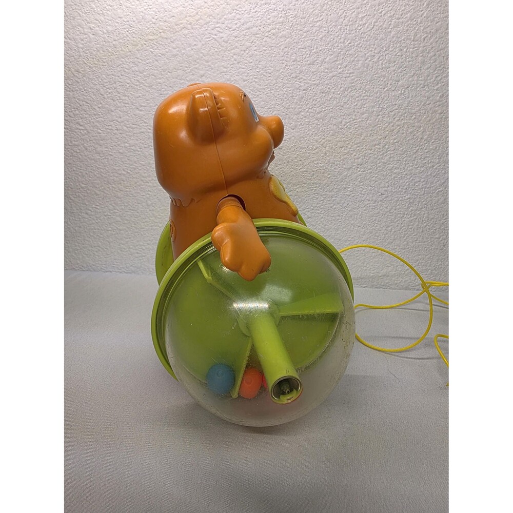 Vintage 1978 Fisher Price Pull Toy Bear, Rolling Activity Toy with Rattle Wheels - Picture 8 of 11